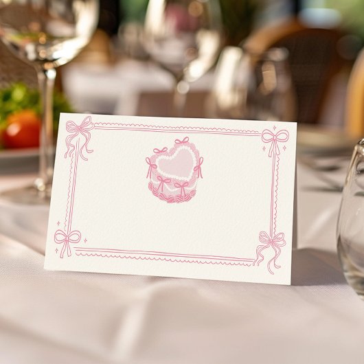 Carte De Placement Pink Bow Cake Anniversaire Fête de nourriture Tent