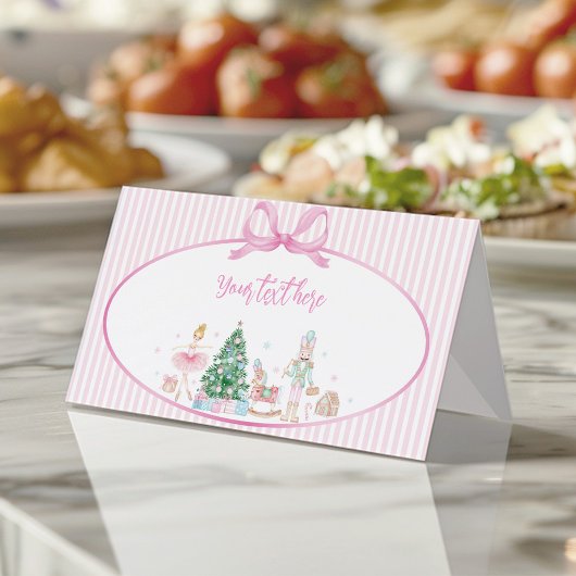 Carte De Placement Pink Bow Nutcracker Christmas Birthday Food Tent