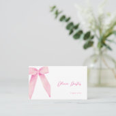 Carte De Placement Pink Bow Place Card Elle noue la douche à noeud (Debout devant)