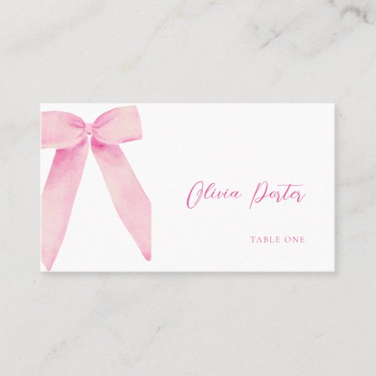 Carte De Placement Pink Bow Place Card Elle noue la douche à noeud (Devant)