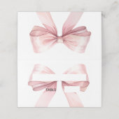 Carte De Placement Pink Bow Place Cards Elegant Folded (Extérieur déplié)