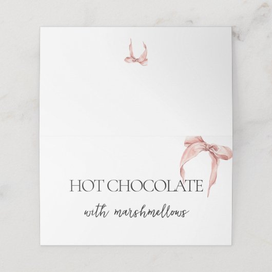 Carte De Placement Pink Bow She's Tying the Knot Fête des mariées (Extérieur déplié)