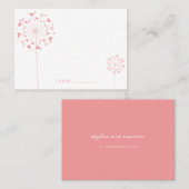 Carte De Placement Pink Dandelion Flowers Love Hearts Mariage d'été (Devant / Derrière)