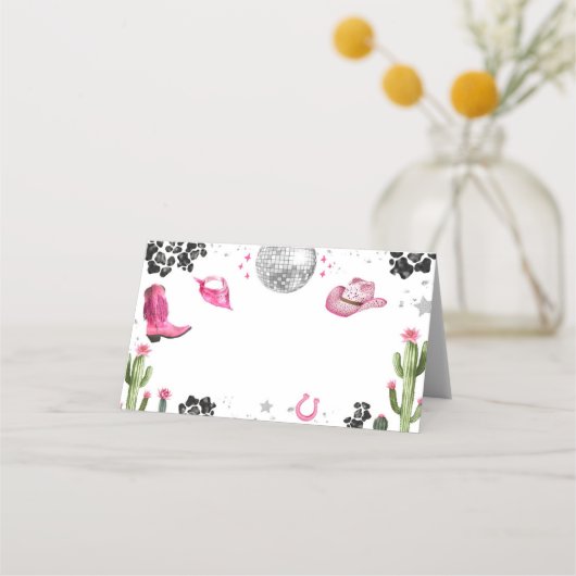 Carte De Placement Pink Disco Cowgirl Étiquette alimentaire (Devant)