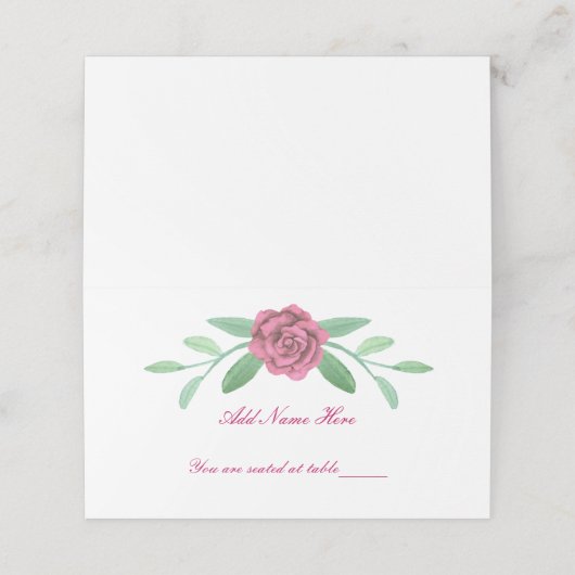 Carte De Placement Pink Floral Greenery Foliage Table Place Card (Extérieur déplié)