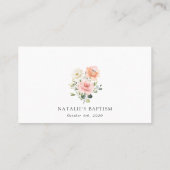 Carte De Placement Pink Flowers, White Flowers, Boho, Floral Baptism (Dos)