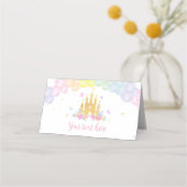 Carte De Placement Pink Gold Castle Princess Carte de lieu d'annivers (Devant)