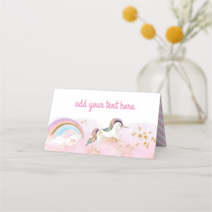 Carte De Placement Pink & Gold Magique Rainbow Unicorn Party