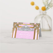 Carte De Placement Pink & Gold Princess Crown Tiara Party Sièges (Devant)