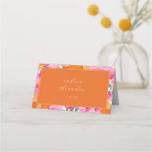 Carte De Placement Pink & Orange Spring Summer Garden Table de mariag (Dos)