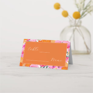 Carte De Placement Pink & Orange Spring Summer Garden Table de mariag