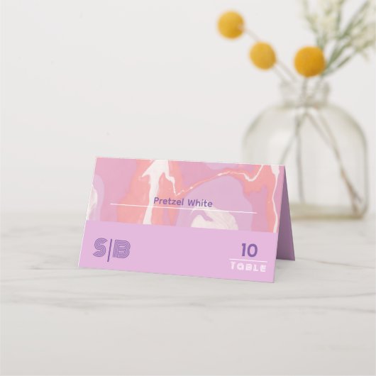 Carte De Placement Pink Pastel Abstrait Art Mariage plié Carte Place (Devant)