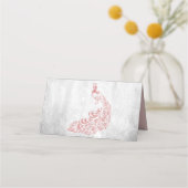 Carte De Placement Pink Peacock Leaf Vine Réception Carte Place (Dos)