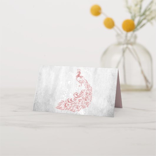 Carte De Placement Pink Peacock Leaf Vine Réception Carte Place (Dos)