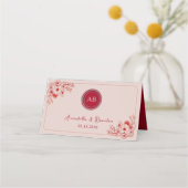 Carte De Placement Pink Red Floral Wedding (Devant)