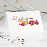 Pink tracteur animaux de ferme fille anniversaire 