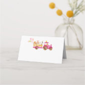 Carte De Placement Pink tracteur animaux de ferme fille anniversaire  (Devant)