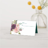 Carte De Placement Pink Turquoise Bourgogne Floral Mariage (Devant)