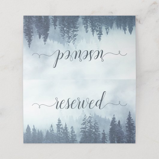 Carte De Placement Pins Bleus Misty Mariage Rustique Réservé (Extérieur déplié)