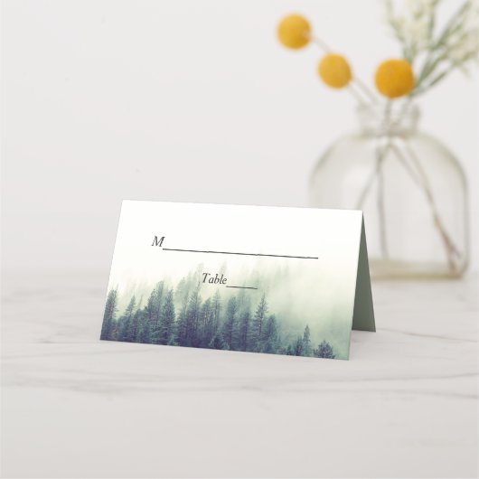 Carte De Placement Pins de forêt d'hiver Élégant Mariage chic (Devant)