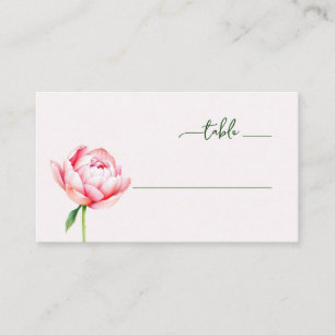 Carte De Placement Pivoine Sérénité Aquarelle Rose