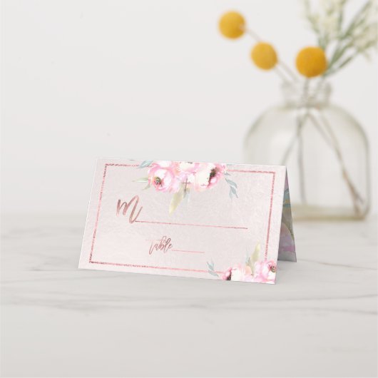 Carte De Placement PixDezines Aquarelle Peonies Baptême (Devant)