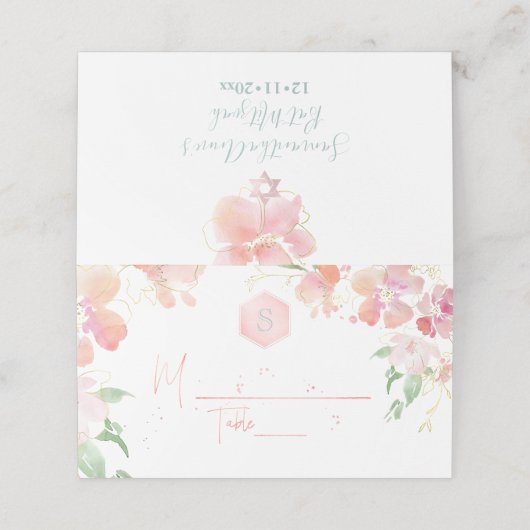 Carte De Placement PixDezines Bat mitzvah aquarelle, Pois doux (Extérieur déplié)