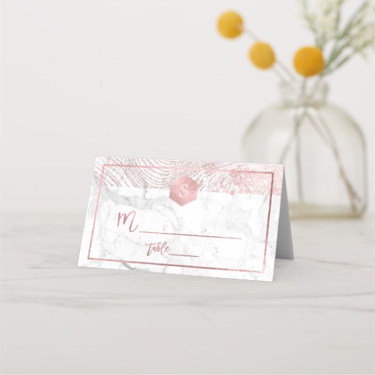 Carte De Placement PixDezines Faux Rose Gold Tree Rings+Marbre (Devant)
