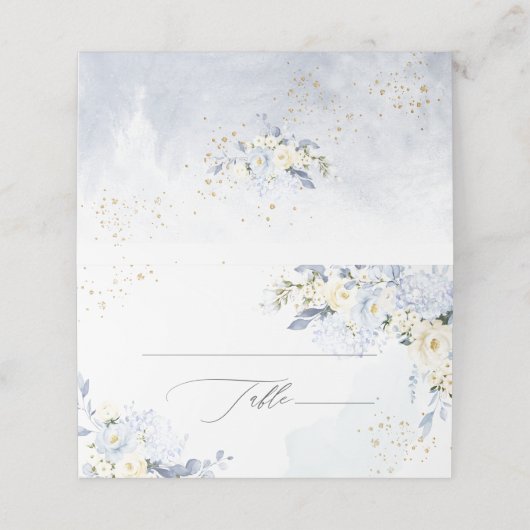 Carte De Placement PixDezines H2 Blue Hydrangeas Albâtre Roses (Extérieur déplié)