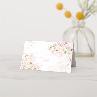 Carte De Placement PixDezines H2 Hydrangeas Roses Fardées Crème