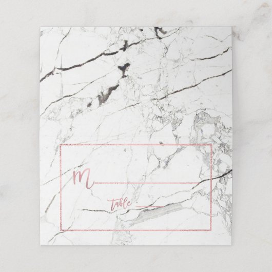 Carte De Placement PixDezines Marble+Faux Rose Gold Placecards (Extérieur déplié)