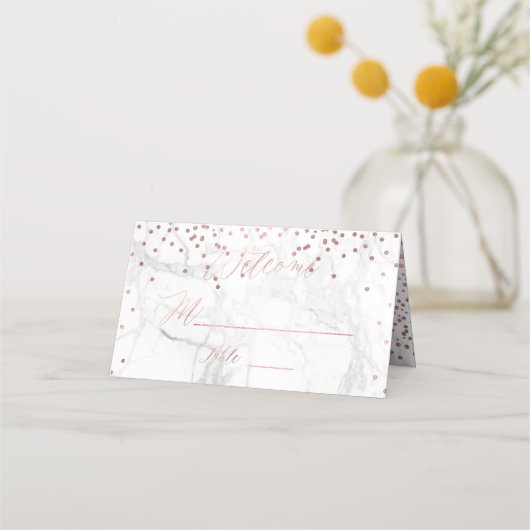 Carte De Placement PixDezines Marbre Faux Rose Gold Confetti (Devant)