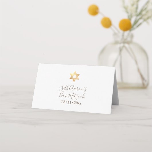 Carte De Placement PixDezines Monogram Faux Gold Honeycomb Mitzvah (Dos)