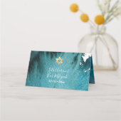 Carte De Placement PixDezines Turquoise Aquarelle verte Barre Mitzvah (Dos)