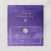 Carte De Placement PixDezines violet Bat mitzvah d'aquarelle violet (Extérieur déplié)