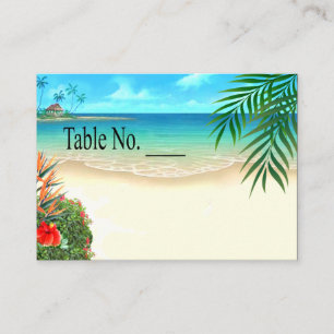Carte De Placement Placecard tropical de palmiers de plage exotique