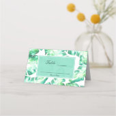 Carte De Placement Plage Blanc & Vert Feuilles tropicaux Siège de tab (Dos)
