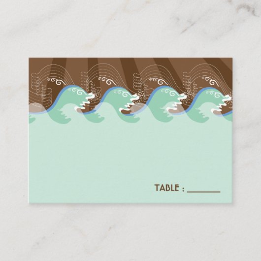 Carte De Placement Plage Cool d'été Vagues Brown Sun Place Card (Devant)
