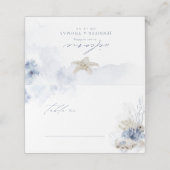 Carte De Placement Plage de corail et coquillages d'aquarelle bleu Ma (Extérieur déplié)