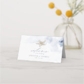 Carte De Placement Plage de corail et coquillages d'aquarelle bleu Ma (Dos)