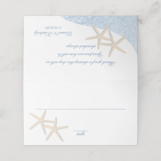 Carte De Placement Plage Mariage Starfish Carte Place (Extérieur déplié)