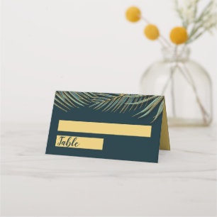 Carte De Placement Plage moderne Palm Gold Turquoise Vert Mariage tro
