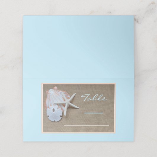 Carte De Placement Plage sur Burlap Place Card (Extérieur déplié)