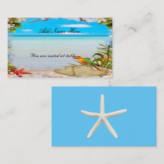 Carte De Placement Plage tropicale Mariage floral Table Place Card (Devant / Derrière)