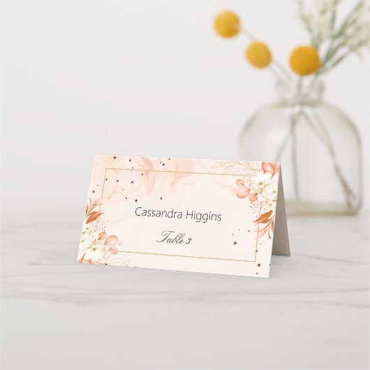 Carte De Placement Plan de table de mariage céleste aux fleurs d'oran (Devant)