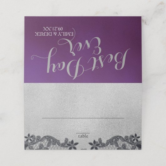 Carte De Placement Plante noire violet et assise en argent (Extérieur déplié)