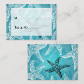 Carte De Placement Plaques de mariage de plage Starfish Bleu (Devant / Derrière)