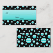 Carte De Placement Plaques de Pois Aqua, Noir, Blanc (Devant / Derrière)