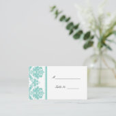 Carte De Placement Plaques de siège Aqua Mariage damassé (Debout devant)