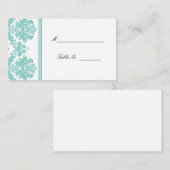 Carte De Placement Plaques de siège Aqua Mariage damassé (Devant / Derrière)